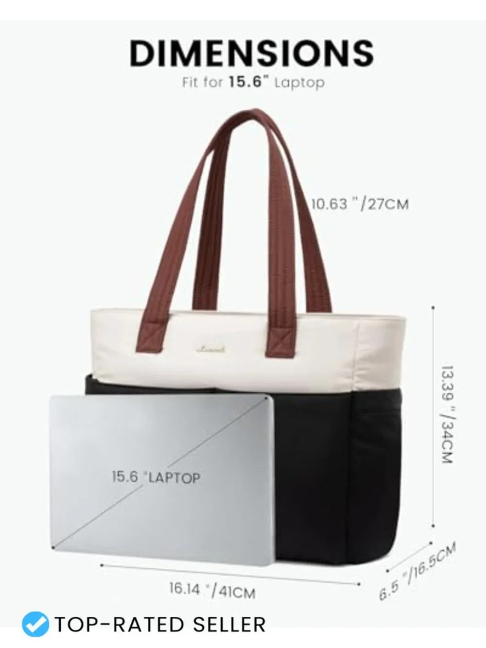 Puffer Tote Bag with 8 Pockets & Cosmetic Pouch, Waterproof Work Tote for